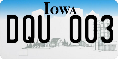 IA license plate DQU003