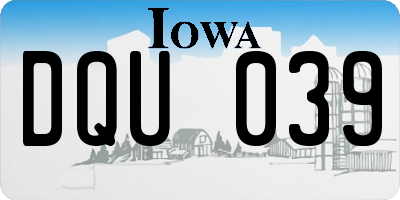IA license plate DQU039