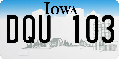 IA license plate DQU103