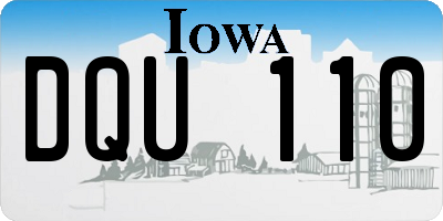 IA license plate DQU110