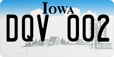 IA license plate DQV002