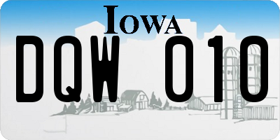 IA license plate DQW010