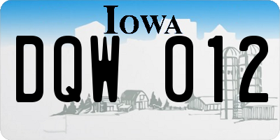 IA license plate DQW012