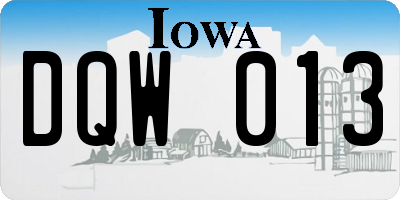 IA license plate DQW013