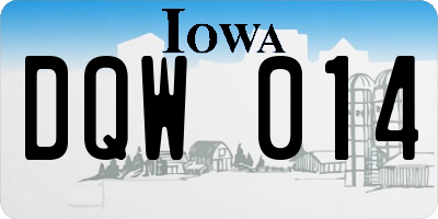 IA license plate DQW014