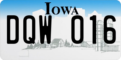 IA license plate DQW016