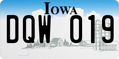 IA license plate DQW019