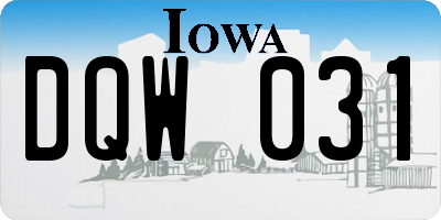 IA license plate DQW031