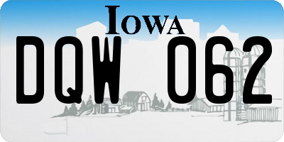 IA license plate DQW062