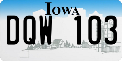 IA license plate DQW103