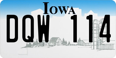 IA license plate DQW114