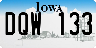 IA license plate DQW133