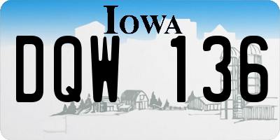 IA license plate DQW136