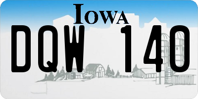IA license plate DQW140