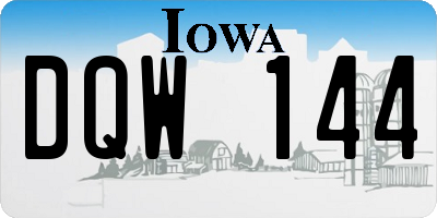 IA license plate DQW144