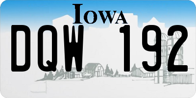IA license plate DQW192