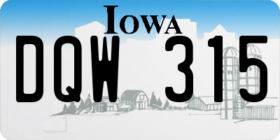 IA license plate DQW315