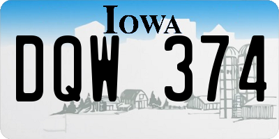 IA license plate DQW374