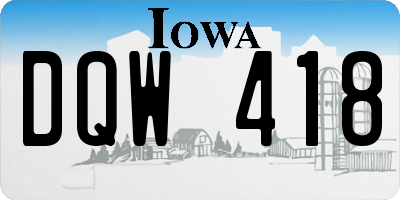 IA license plate DQW418