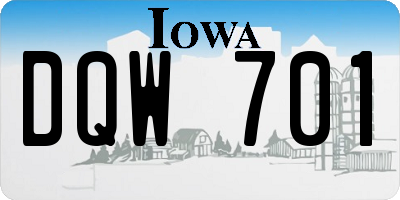 IA license plate DQW701