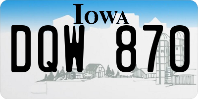 IA license plate DQW870
