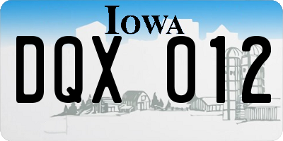 IA license plate DQX012