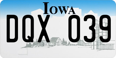 IA license plate DQX039