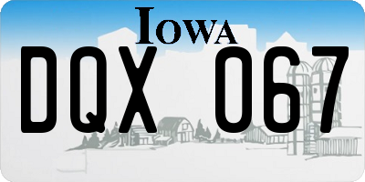 IA license plate DQX067
