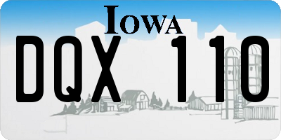 IA license plate DQX110