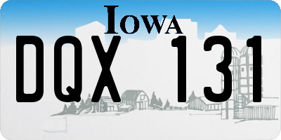 IA license plate DQX131