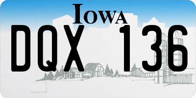IA license plate DQX136