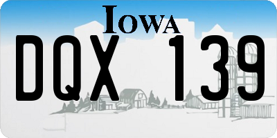 IA license plate DQX139