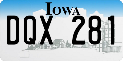 IA license plate DQX281