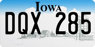 IA license plate DQX285