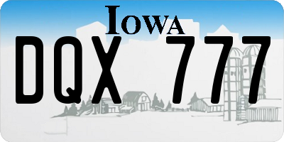 IA license plate DQX777