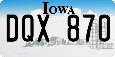 IA license plate DQX870