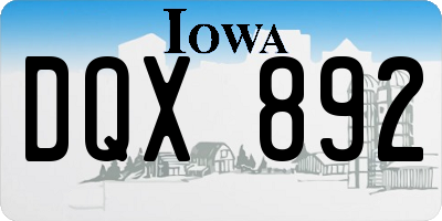 IA license plate DQX892