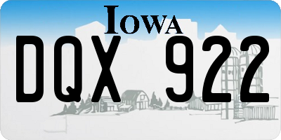 IA license plate DQX922