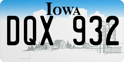 IA license plate DQX932