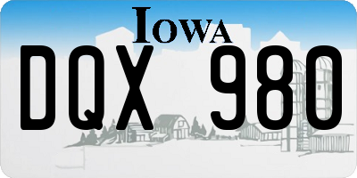 IA license plate DQX980