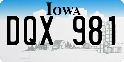 IA license plate DQX981