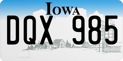 IA license plate DQX985
