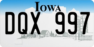 IA license plate DQX997