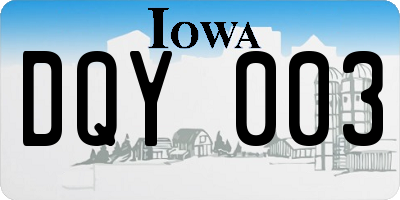 IA license plate DQY003