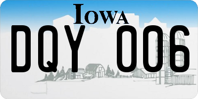 IA license plate DQY006