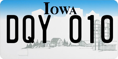 IA license plate DQY010