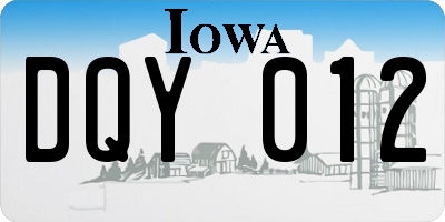 IA license plate DQY012