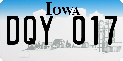 IA license plate DQY017