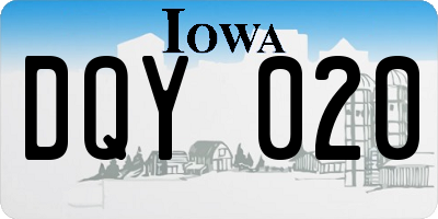 IA license plate DQY020