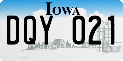 IA license plate DQY021